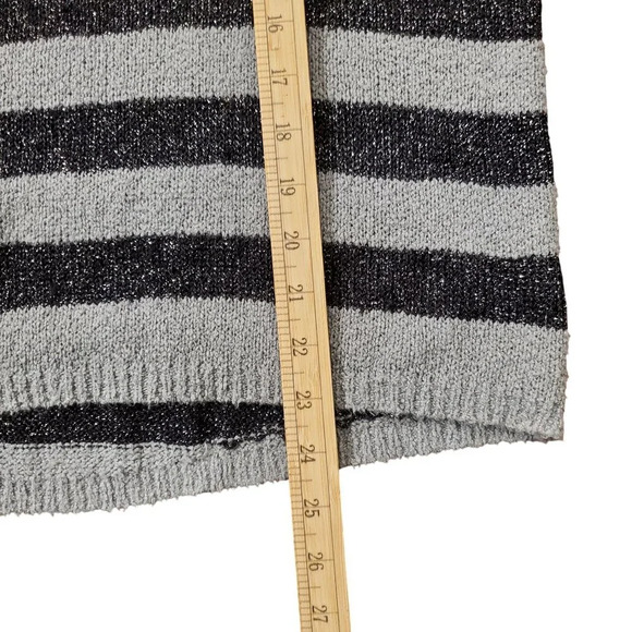 Anthropologie Joie Oversized Black Gray Striped Metallic Plush Boucle Sweater L - Picture 13 of 13